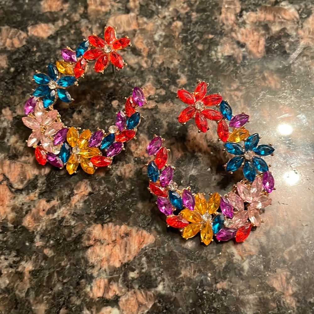 Beautiful floral jeweled earrings